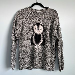 Bianca Nygard Black and White Oversized Fuzzy Penguin Sweater Size M